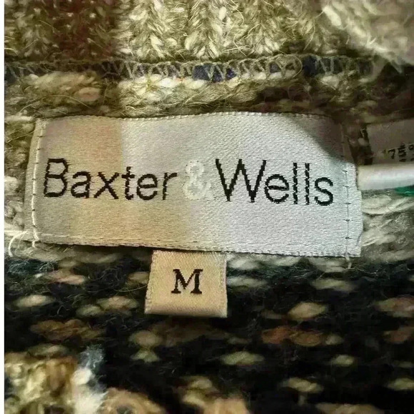 Vintage Baxter and Wells Moc neck Sweater Pullover Brown Wool Blend medium - Picture 10 of 10